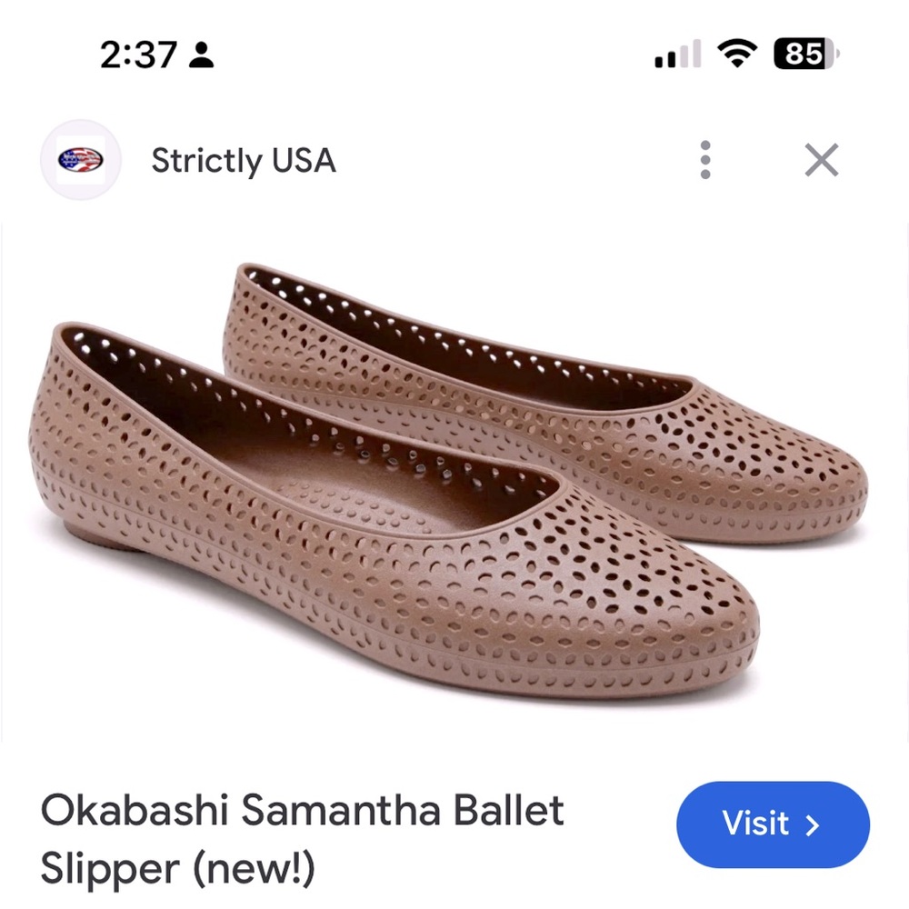 Okabashi Samantha Machine Washable and Recyclable Ballet Flats. Size 7